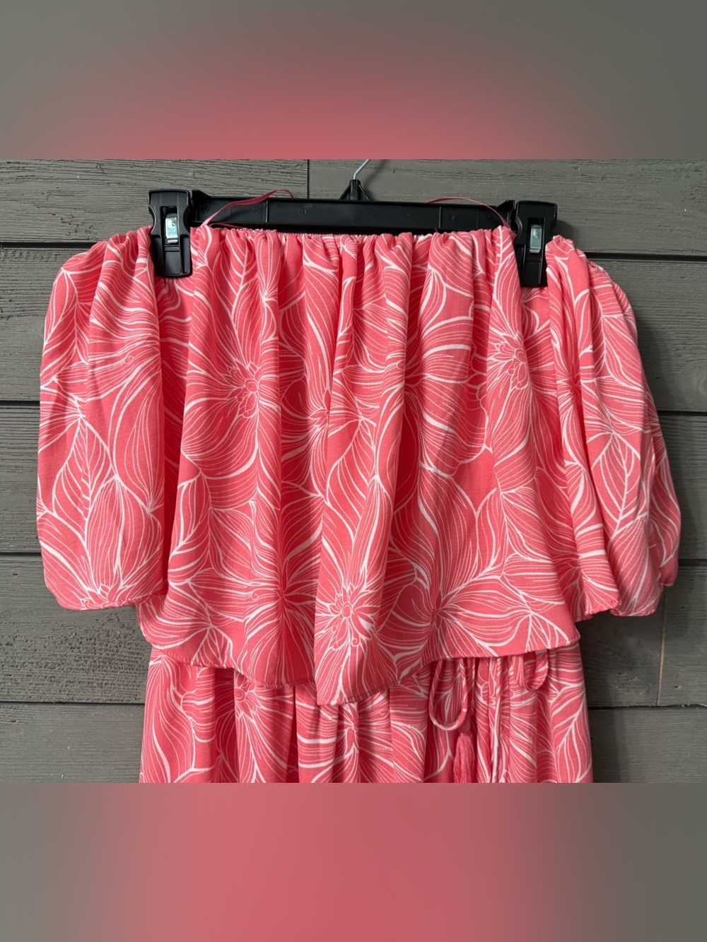 NWT Lizard Thicket C’isa Coral Pink Floral Strapless Maxi Dress Sz L Summer Fest - Picture 2 of 11